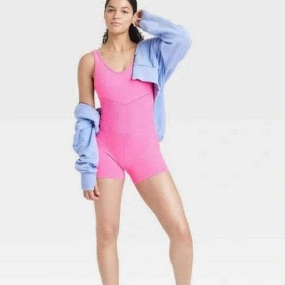 Women’s Seamless Short Active Bodysuit -JoyLab hot pink. Size XL - Picture 1 of 5